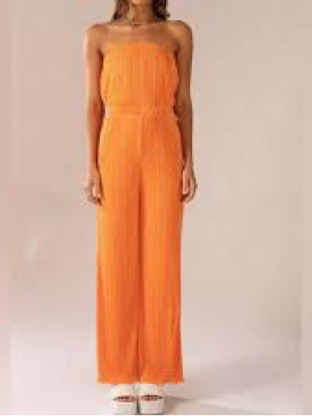 Peppermayo Strapless Wide-Leg Jumpsuit in Orange